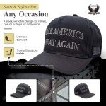 Donald Trump 2024 45-47 Never Surrender MAGA Hat, Make America Great Again Slogan with USA Flag (US, Alpha, One Size, Black and Grey, Political Hat)
