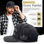 Donald Trump 2024 45-47 Never Surrender MAGA Hat, Make America Great Again Slogan with USA Flag (US, Alpha, One Size, Black and Grey, Political Hat)