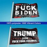 Trump 2024 Flag 3x5 Outdoor Fuck Biden Flag 2 Pack Premium Polyester Trump Flag and Double Stitched FJB Flag with 2 Brass Grommets for Outdoor Indoor Room Wall
