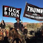 Trump 2024 Flag 3x5 Outdoor Fuck Biden Flag 2 Pack Premium Polyester Trump Flag and Double Stitched FJB Flag with 2 Brass Grommets for Outdoor Indoor Room Wall