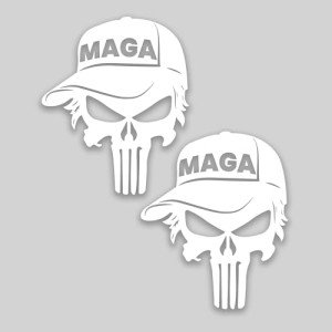 eDesign MAGA Trump Punisher Skull Trumpisher Sticker Decal Vinyl - 4 Inches - Trump Stickers for Car Truck Van Window Bumper Laptop Tablet Cup Tumbler Water Bottle and Any Smooth Surface 2-Pack