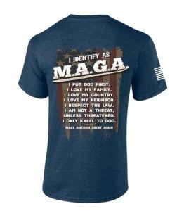 Mens Trump Tshirt I Identify As MAGA Distressed Flag Short Sleeve T-Shirt-Heather Navy-XL