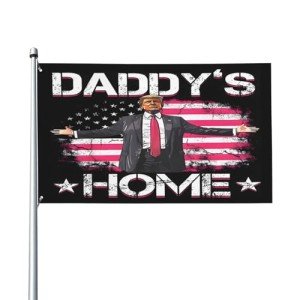 Trump Flags Daddys Home Flags 3x5 Ft (91.5x152.5cm) Pink Trump 2024 Flags Trump Tapestry Daddys Home Tapestry Trump 2024 Tapestry for Home Outdoor Indoor Garden Home Decoration Banner 2 Eyes