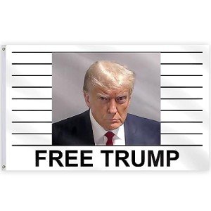Wilonsa Trump Mug Shot Flag 3x5 Ft Free Trump Banner Polyester with Brass Grommets