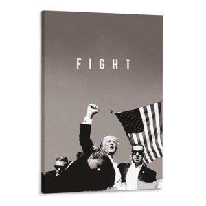 CRSTAL Donald Trump Fight Poster 2024 Attempt Assassination On Stretched Canvas ArtWorks Decor Wall Art For Home Living Room Frame-style 16x24inch(40x60cm)