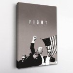 CRSTAL Donald Trump Fight Poster 2024 Attempt Assassination On Stretched Canvas ArtWorks Decor Wall Art For Home Living Room Frame-style 16x24inch(40x60cm)
