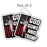 eDesign God Guns and Trump Sticker Decal - 4 Inches - Trump Stickers for Car Truck Van Window Bumper Laptop Tablet Cup Tumbler Water Bottle and Any Smooth Surface 2-Pack