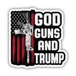 eDesign God Guns and Trump Sticker Decal - 4 Inches - Trump Stickers for Car Truck Van Window Bumper Laptop Tablet Cup Tumbler Water Bottle and Any Smooth Surface 2-Pack