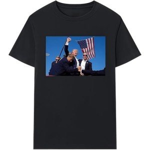 Trump Shot Shirt Trump Shooting Shirt Trump 2025 T-Shirt Make America Great Again T-Shirt, Black, for Women - Graphic and Text (US, Alpha, XX-Large, Regular, Black)