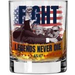 Legend Whiskey Bourbon Glass - 'Make America Strong Again' Trump Shot, Survivor of 2024 Assassination Attempt, Maga Fist Pump