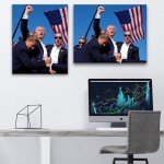 GUN SUPPLIES OUTLET LLC Donald Trump Assassination Attempt Fight Picture on Stretched Canvas Wall Art, “Keep Fighting Fist Pump”, 16x20 in