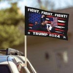 12x18 Double Sided Flag Fight Fight Fight Trump Shot 2024 Gun,Save Trump 45 47 President 2024 Car Flag Window Sign Without Flagpole