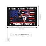 12x18 Double Sided Flag Fight Fight Fight Trump Shot 2024 Gun,Save Trump 45 47 President 2024 Car Flag Window Sign Without Flagpole