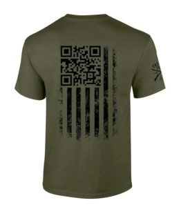Trenz Shirt Company American Flag Trump Tshirt American Flag Trump Dance QR Code Funny Short Sleeve T-Shirt-Military Green-XL