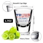 EOQIFJM Trump Shot Glass - 2 Pack 1.7 oz Heavy Base Tequila Shot Glasses - Ideal Gift for Patriots & Political Fans - Great for Whiskey, Vodka, Liquor - Toast to Trump 2025 Inauguration Day