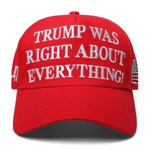 Trump was Right About Everything Hat Trump MAGA Hats Donald Trump 2024 45-47 with USA Flag Baseball Cap (US, Alpha, One Size, White Text with Red)