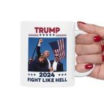 CosyWave Trump Shot Mug Merchandise White Elephant Gifts Coffee 2024 Assassination Shooting Ear Fight Fist (Shot Blue)