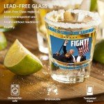 ARUSIMA Trump Shot Glass - 2 PACK Trump Fight Shot Glass, Trump Never Surrender Shot Glasses, Trump Fist Pump Merch, Trump Assassination Stuff, House Warming Gifts, Birthday Gifts for Women & Men