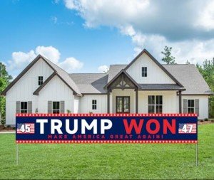 YINBTTER Donald Trump Won Presidential Election Large Banner Sign Flag with Brass Grommets, Trump MAGA Make America Great Again Outdoor Sign House Banner Yard Lawn Decoration 118X18''
