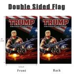 Trump Flag Rocket Gun Tank Donald Trump Flags Support for Trump Banner Make America Great Again Rocket Launcher 12x18 Inch Trump Garden Flag