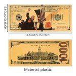 2 Pieces Trump Dollar Bills 24kt Gold Plated President Trump Banknote Uncirculated 47th Commemorative Bank Note for Collectors Historic Collectible Trump Merchandise (2 Pieces Gold-Fight-1000)