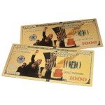 2 Pieces Trump Dollar Bills 24kt Gold Plated President Trump Banknote Uncirculated 47th Commemorative Bank Note for Collectors Historic Collectible Trump Merchandise (2 Pieces Gold-Fight-1000)