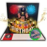 Trump Birthday Cards with REAL VOICE and Blow Out Candle, DJT’s Real Voice Funny Birthday Message Interactive 3D Pop Up Cards for Dad Mom Husband and all Patriotic MAGA Fans with DIY Numbers & Envelope