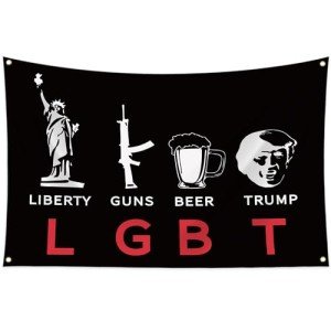 Generic Liberty Gun Beer Funny Flag 3x5Ft LGBT Trump Flags with 4 Brass Grommets for Bedroom Bar Man Cave College Dorm Room Decor