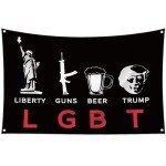 Generic Liberty Gun Beer Funny Flag 3x5Ft LGBT Trump Flags with 4 Brass Grommets for Bedroom Bar Man Cave College Dorm Room Decor