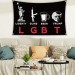 Generic Liberty Gun Beer Funny Flag 3x5Ft LGBT Trump Flags with 4 Brass Grommets for Bedroom Bar Man Cave College Dorm Room Decor