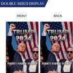 WENWELL Trump 2024 Fight Garden Flag,Donald Trump Shooting Makes Me Stronger Burlap Yard Sign,Save America Again House Flag,Trump 45 47 President Banners for Outdoor 12 x 18 Inch Double Sided