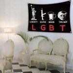 Generic Liberty Gun Beer Funny Flag 3x5Ft LGBT Trump Flags with 4 Brass Grommets for Bedroom Bar Man Cave College Dorm Room Decor