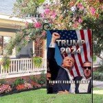 WENWELL Trump 2024 Fight Garden Flag,Donald Trump Shooting Makes Me Stronger Burlap Yard Sign,Save America Again House Flag,Trump 45 47 President Banners for Outdoor 12 x 18 Inch Double Sided