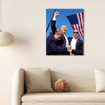 Generic Donald Trump Assassination Attempt Fight Picture on Stretched Canvas Wall Art, Ready to Hang!-Canvas Prints with Your Photos (12x16), blue