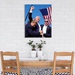 Generic Donald Trump Assassination Attempt Fight Picture on Stretched Canvas Wall Art, Ready to Hang!-Canvas Prints with Your Photos (12x16), blue