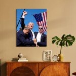 Generic Donald Trump Assassination Attempt Fight Picture on Stretched Canvas Wall Art, Ready to Hang!-Canvas Prints with Your Photos (12x16), blue