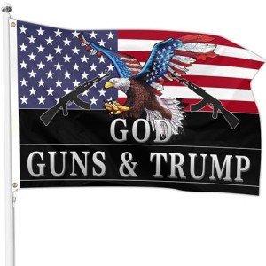 Trump 2024 Flag God Guns and Trump Flag 3X5Ft Outdoor Flags with 2 Brass Grommets,for Garden Balcony Square Park Decor