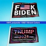 Trump 2024 Flag 3x5 Outdoor Take America Back Flag 2 Pack Premium Polyester Trump Flags and Fuck Biden Flag with Brass Grommets for Outdoor Indoor Room Wall