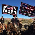 Trump 2024 Flag 3x5 Outdoor Take America Back Flag 2 Pack Premium Polyester Trump Flags and Fuck Biden Flag with Brass Grommets for Outdoor Indoor Room Wall