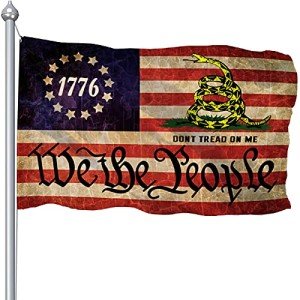 Dont Tread On Me Flag 3x5 Ft, Don't Tread On Me Gadsden Flags Banner, Double Printed USA American US Rattlesnake Vintage Garden Flag Outdoor With UV Fade Proof