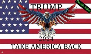Vrogadso Trump Flags Double Sided 3Ply Trump 2024 Take America Back Eagle Flag 3X5 Feet for Outdoor Indoor Home Garden House Decor Durable Flag With 2 Grommets
