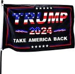 Trump 2024 Take America Back Flag, 3x5 ft 2024 Trump for President Flag Outdoor Room Wall Trump Flags Decoration Banner with 2 Brass Grommets & Double Stitched