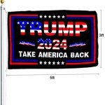 Trump 2024 Take America Back Flag, 3x5 ft 2024 Trump for President Flag Outdoor Room Wall Trump Flags Decoration Banner with 2 Brass Grommets & Double Stitched