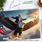 Trump Calendar 2025 Wall Calendar 2025 Funny Donald Trump Gifts MAGA Presidential 12-Month Wall Calendar Premium Glossy Finish President Trump Merchandise
