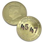 Aizics Mint Donald Trump Collectible 45 47 Gold Challenge Coin 24kt Gold Plating with Colorized 45 47 with USA Colors - Large Size 45mm x 3mm with Protective case