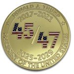 Aizics Mint Donald Trump Collectible 45 47 Gold Challenge Coin 24kt Gold Plating with Colorized 45 47 with USA Colors - Large Size 45mm x 3mm with Protective case