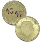 Aizics Mint Donald Trump Collectible 45 47 Gold Challenge Coin 24kt Gold Plating with Colorized 45 47 with USA Colors - Large Size 45mm x 3mm with Protective case