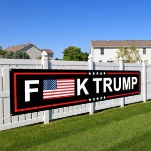 YINENA Fuck Trump Banner Anti Trump Flag Banner for Yard Garden Outdoor Decor 98" x 18"