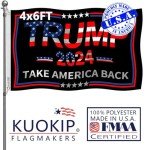 Double Sided Black Trump 2024 Flag 4x6 Made in USA Outdoor Heavy Duty 3 Ply Polyester Trump Take America Back Flag with White Starting Tape and 2 Brass Grommets