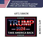 Double Sided Black Trump 2024 Flag 4x6 Made in USA Outdoor Heavy Duty 3 Ply Polyester Trump Take America Back Flag with White Starting Tape and 2 Brass Grommets